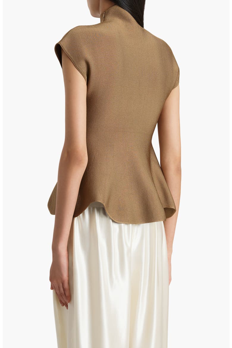 Andra Mock Neck Peplum Knit Top, Alternate, color, CAROB