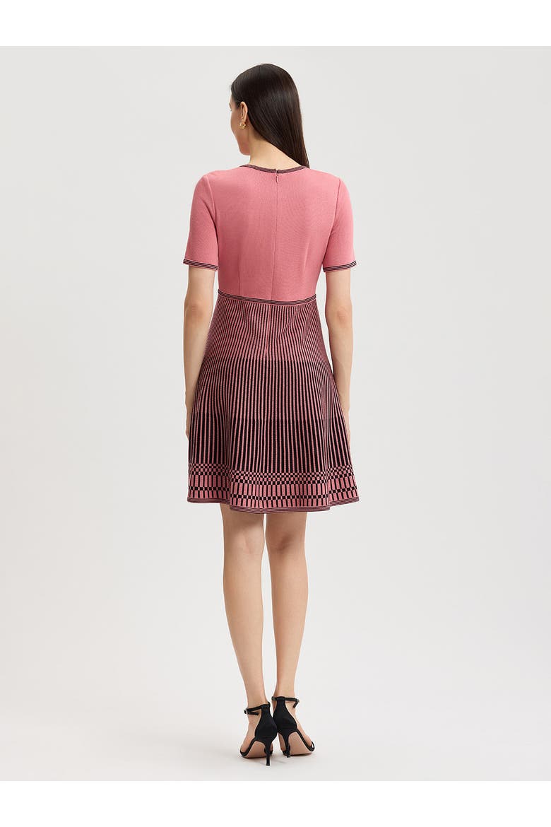 Fit & Flare Striped Hem Soft Knit Dress, Alternate, color, Honey Suckle/Black
