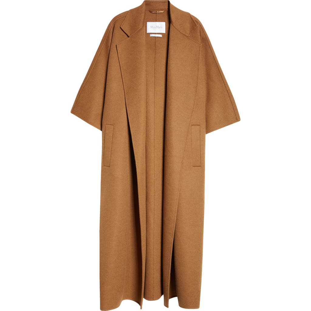 Shop Max Mara Gitano Camel Hair Cape Coat In Tobacco