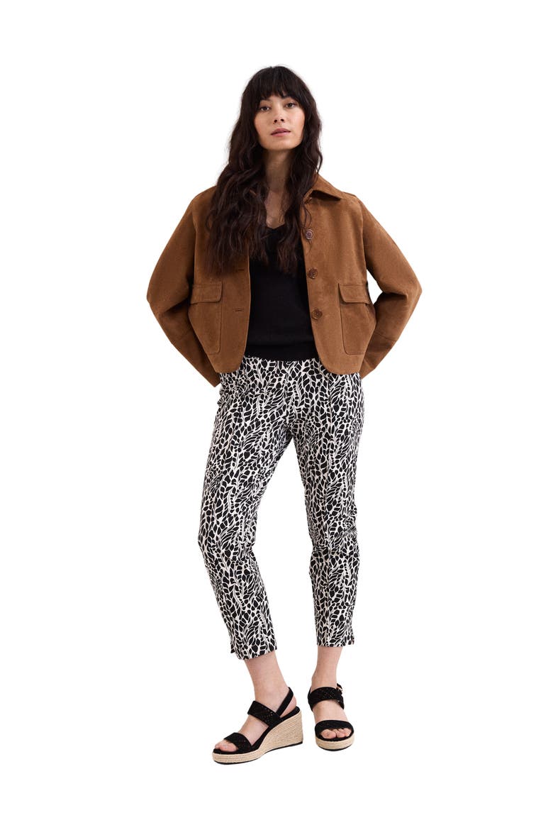 Carmella Printed Cropped Trousers, Main, color, Black/Ivory