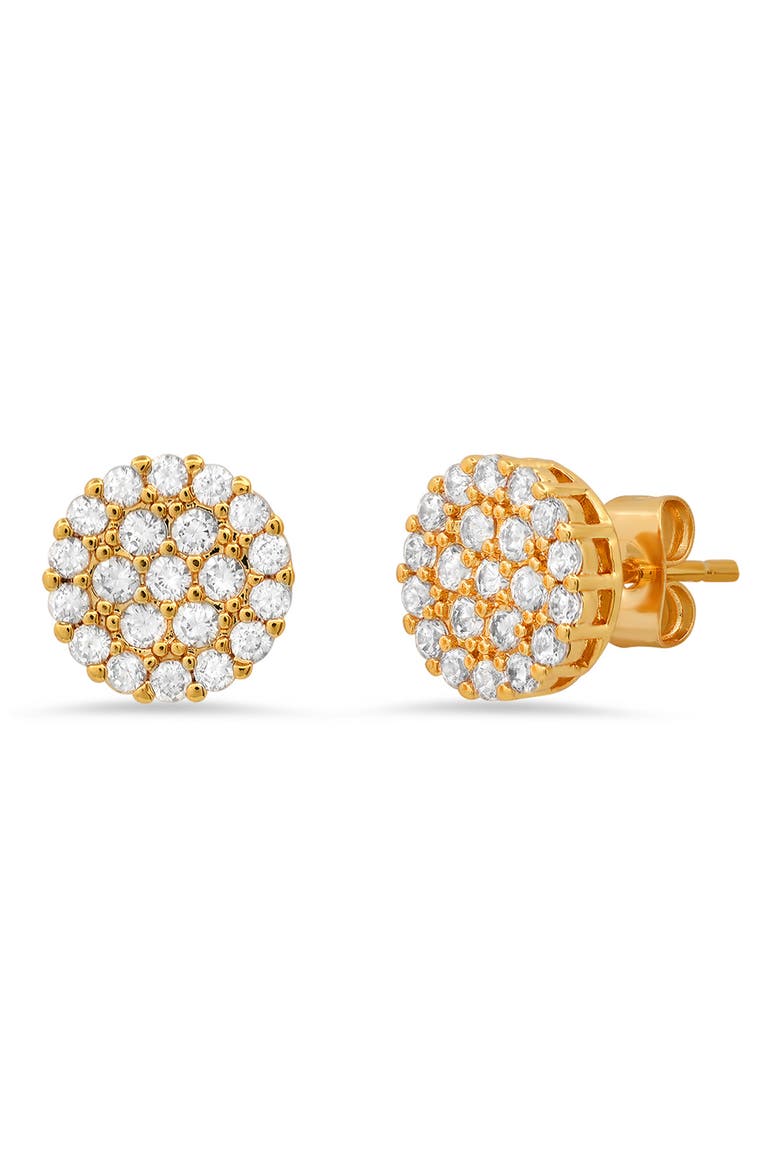 Stainless Steel Round Pave Simulated Diamond Stud Earrings, Main, color, YELLOW