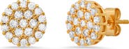 STEELTIME HMY Jewelry Stainless Steel Round Pave Simulated Diamond Stud Earrings