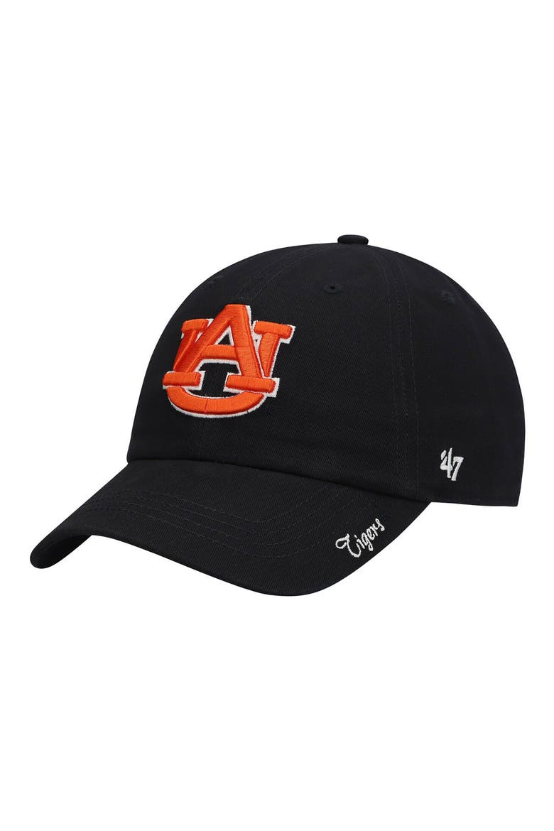 Women's '47 Navy Auburn Tigers Miata Clean Up Logo Adjustable Hat, Alternate, color, BLACK