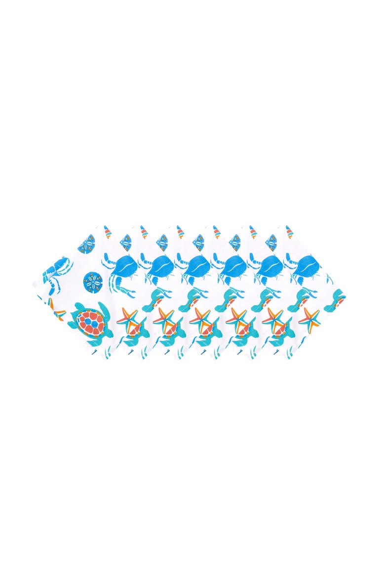 Caraway Coral Cloth Napkin Blue Seaturtle Crab & Starfish Print Set of 6, Alternate, color, Blue