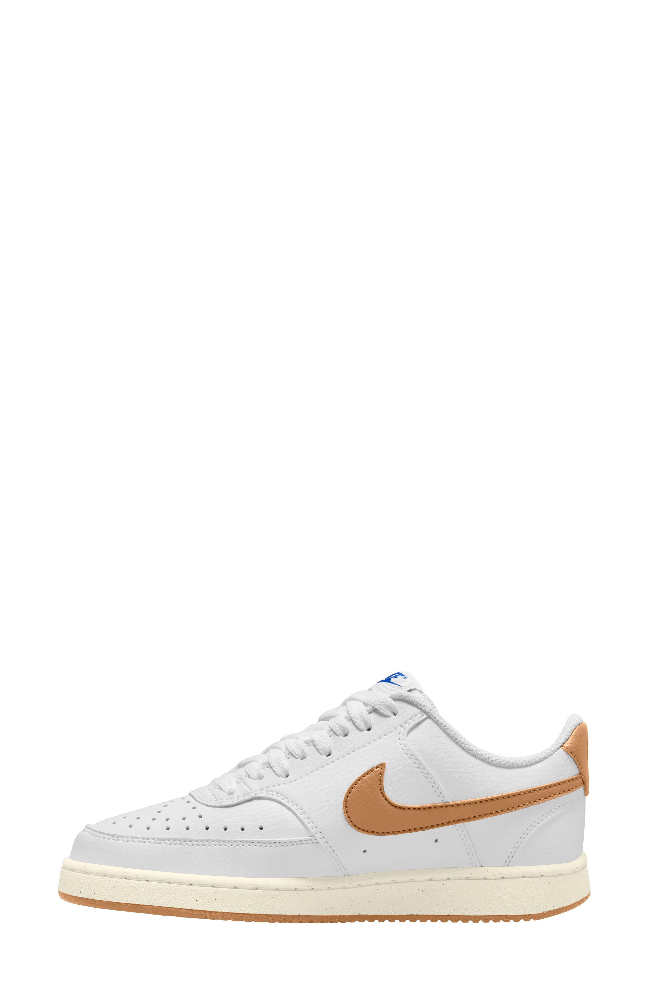 Nike Court Vision Low Sneaker, Alternate, color, White/ Flax-Game Royal-Sail