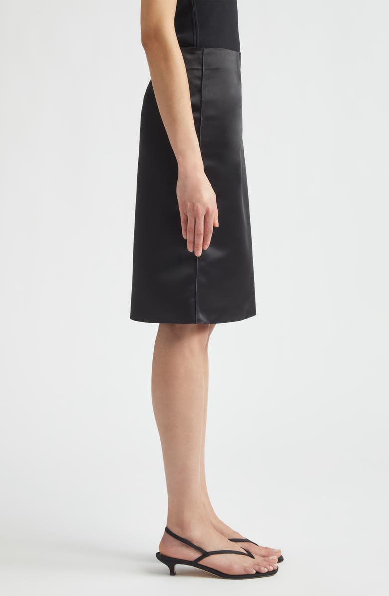 TOTEME Duchesse Satin Pencil Skirt, Alternate, color, Black