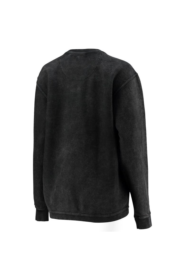 Women's Pressbox Black Boston University Comfy Cord Vintage Wash Basic Arch Pullover Sweatshirt, Alternate, color, Black