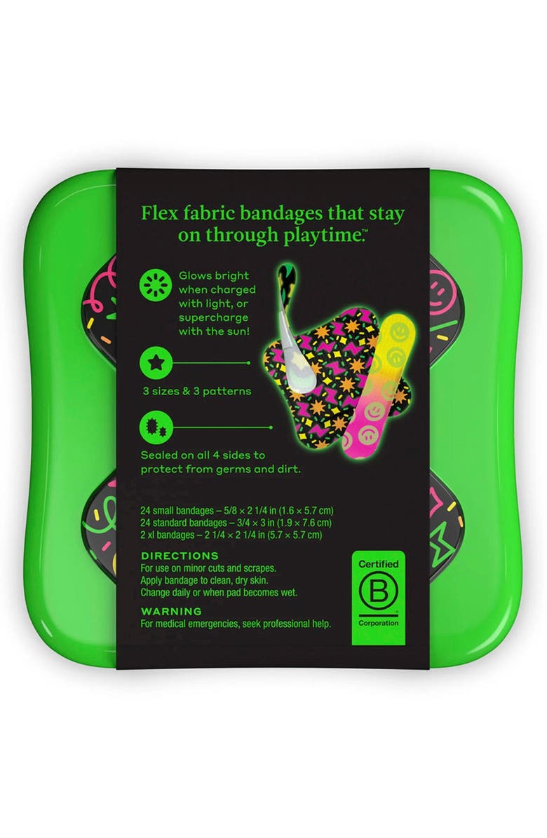 WELLY Glow Party Flex Fabric Bandages, Alternate, color, Black