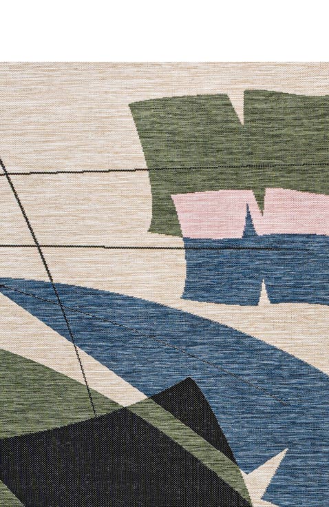 Shelby Coastal Vintage Abstract Palm Leaf Indoor/Outdoor Area Rug