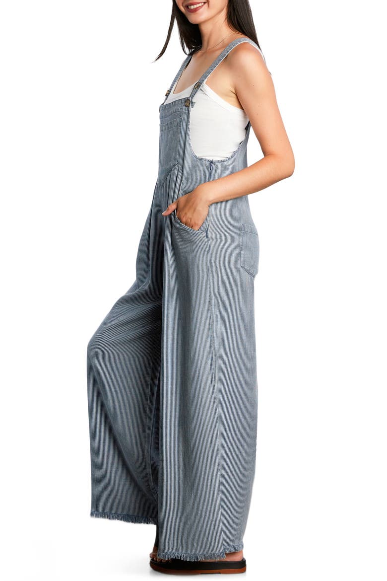 Claire Wide Leg Denim Overalls, Alternate, color, RAILROAD STRIPE