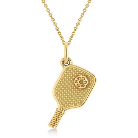 Large Pickleball Paddle Pendant Necklace 14k
