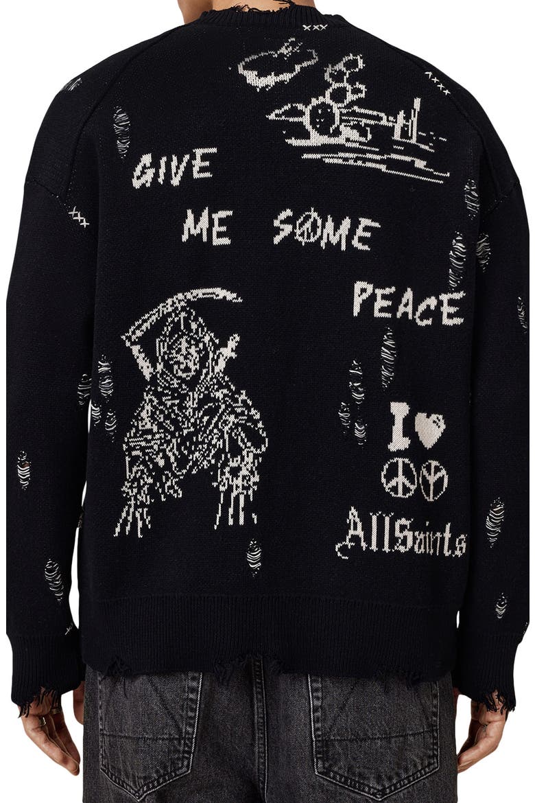 Caledon Jacquard Cardigan, Alternate, color, BLACK/ CHALK WHITE