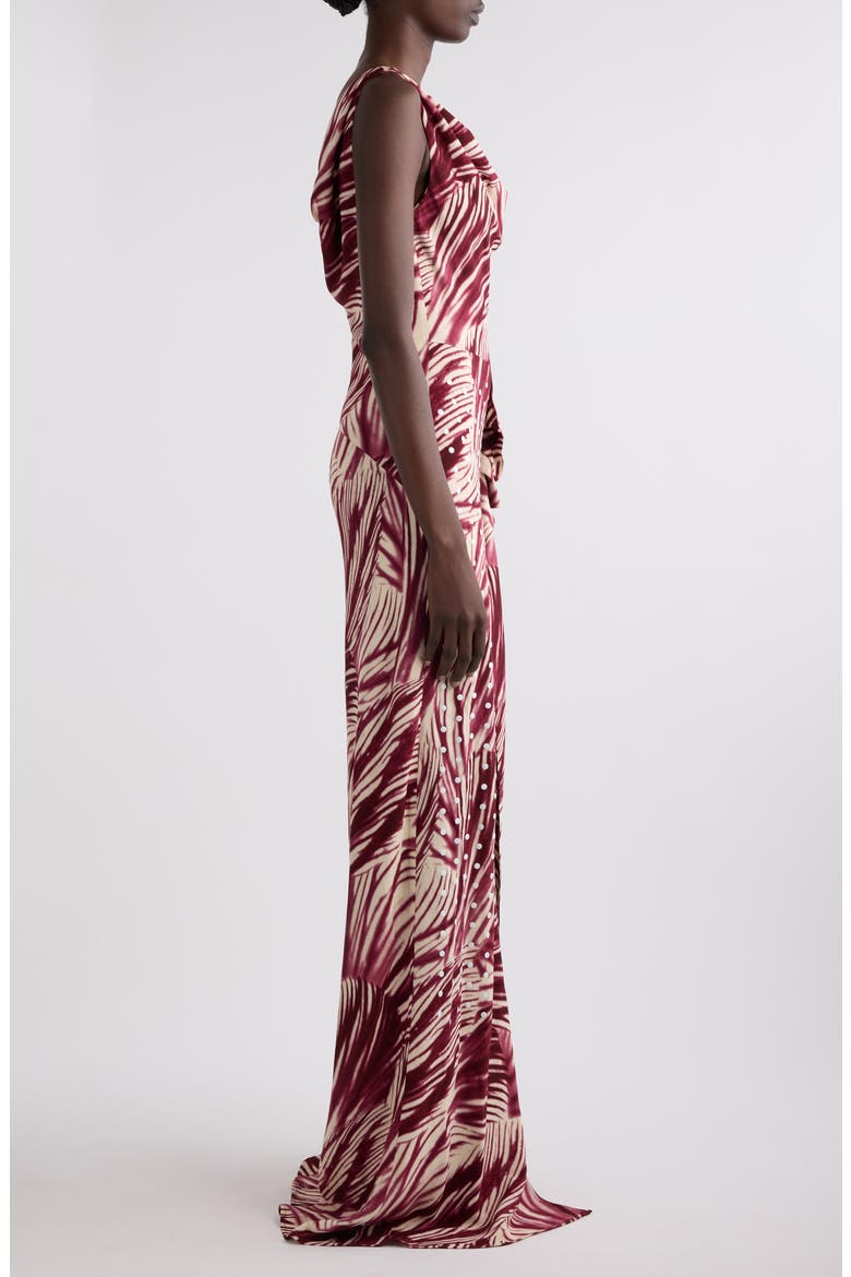 Deyon Mixed Print Maxi Dress, Alternate, color, BURGUNDY