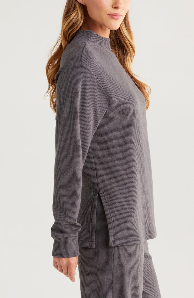 Zella Cozy Waffle Knit Tunic, Alternate, color, Grey Forged