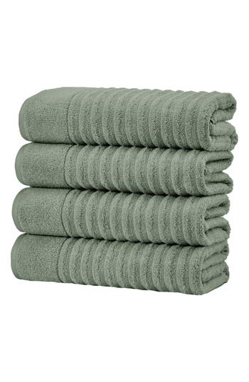 Woven & Weft Combed Cotton 4-pack Bath Towels In Green