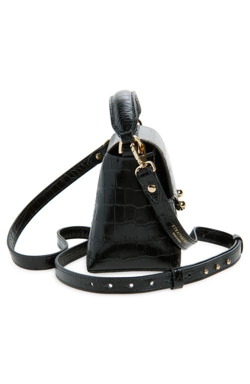 Strathberry Nano Mosaic Croc Embossed Leather Top Handle Bag