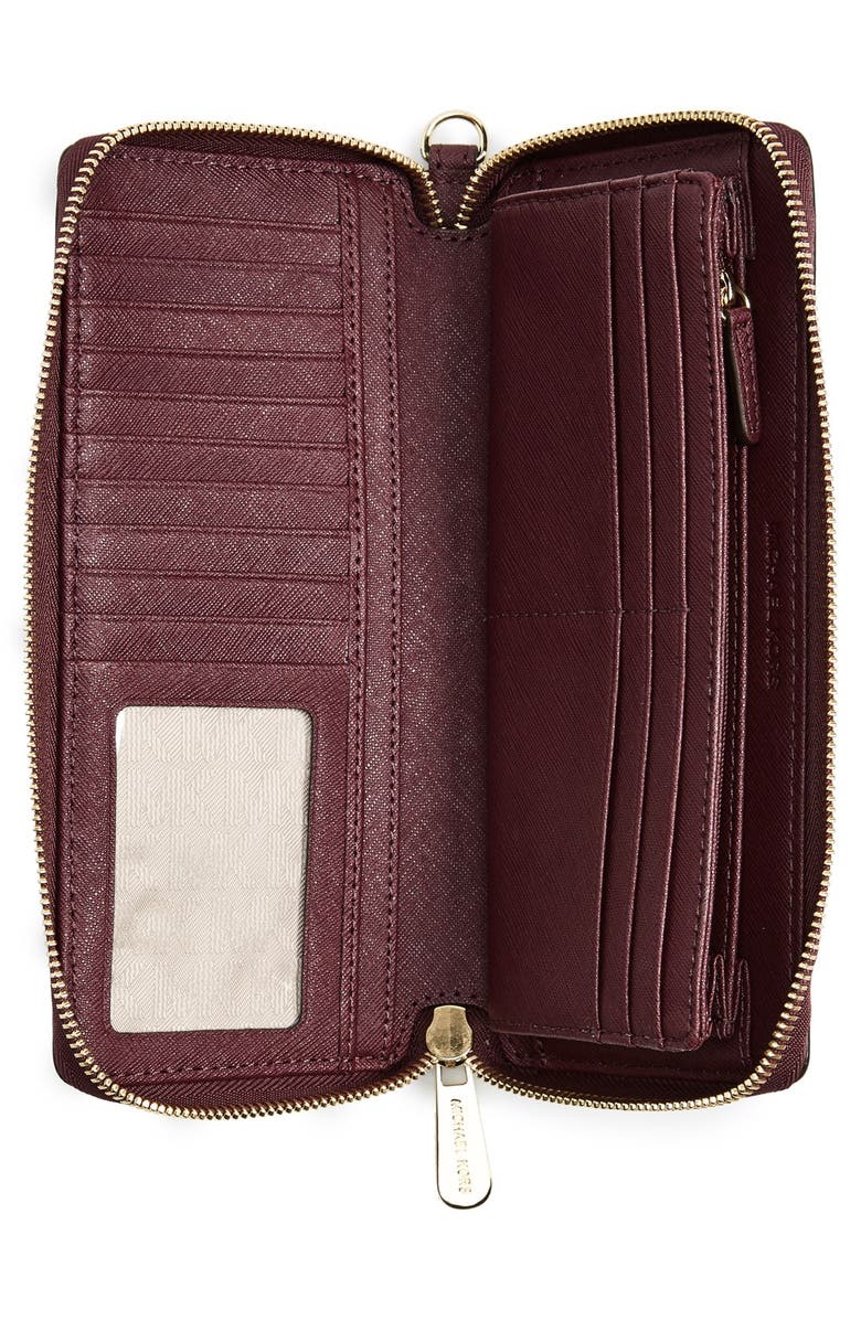 MICHAEL Michael Kors 'Jet Set' Leather Travel Wallet, Alternate, color, Plum/ Gold