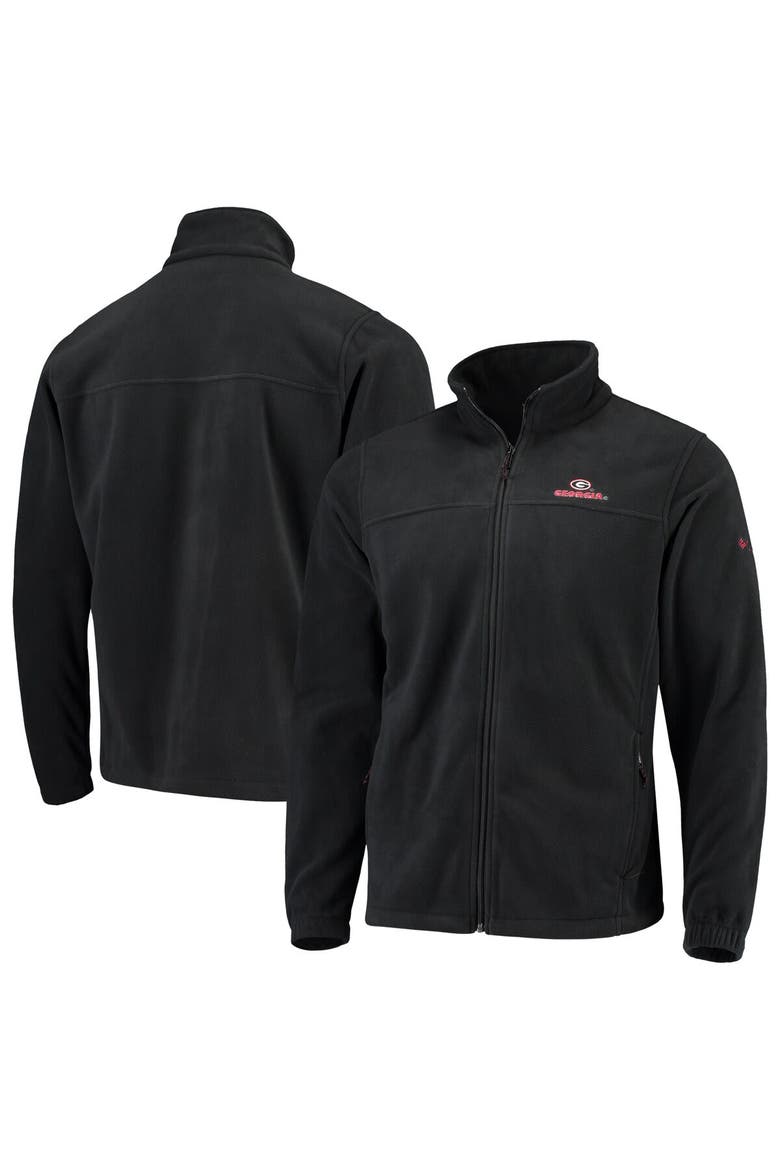 Men's Columbia Black Georgia Bulldogs Flanker III Fleece Team Full-Zip Jacket, Main, color, Black
