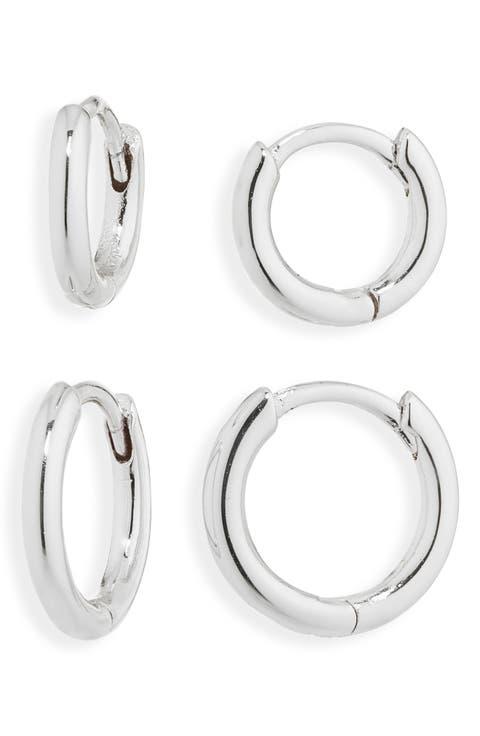 Set of 2 Demi Fine Huggie Hoop Earrings