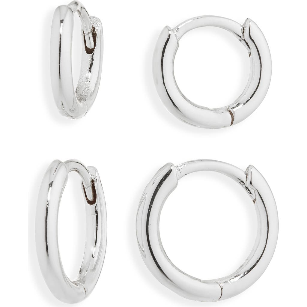 Nordstrom Set Of 2 Demi Fine Huggie Hoop Earrings In Metallic