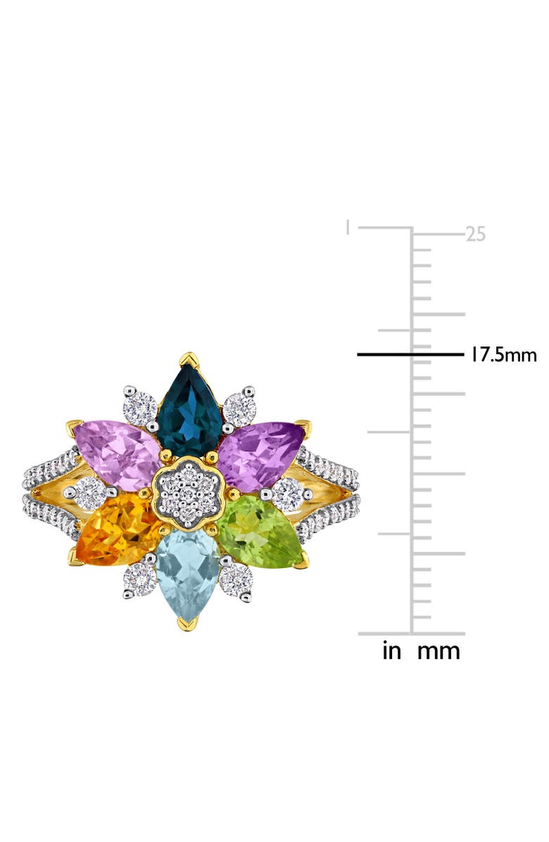 Julianna B. Multi-Stone 1/2ct TW Diamond Flower Ring, Alternate, color, Yellow-Plated Sterling Silver