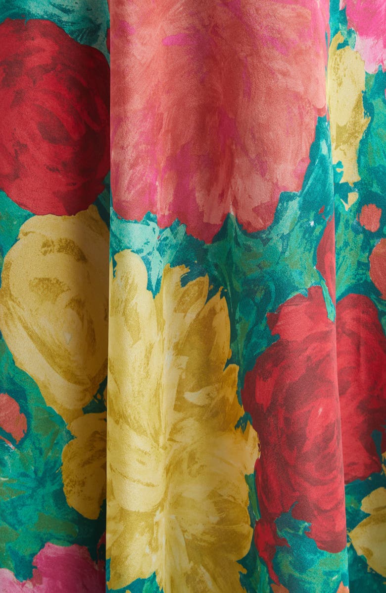 Balmain Rose Print Silk Crêpe de Chine Slipdress, Alternate, color, Ulj Green/ Multi