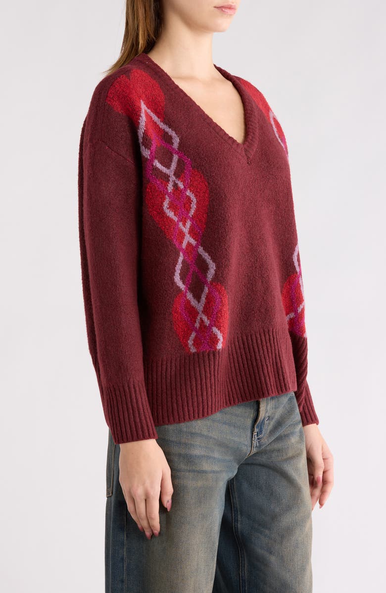 PacSun Elin Relaxed Fit Sweater, Alternate, color, Burgundy