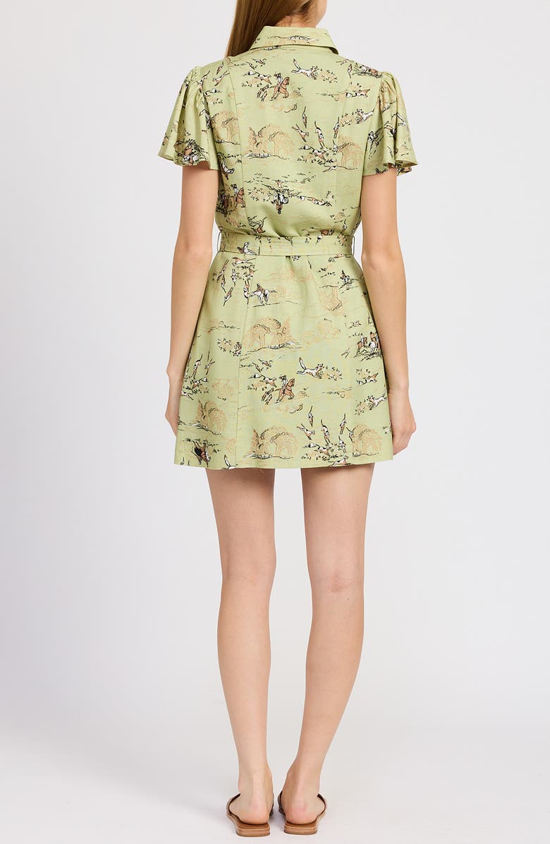 En Saison Brooks Hunt Print Short Sleeve Mini Shirtdress, Alternate, color, 