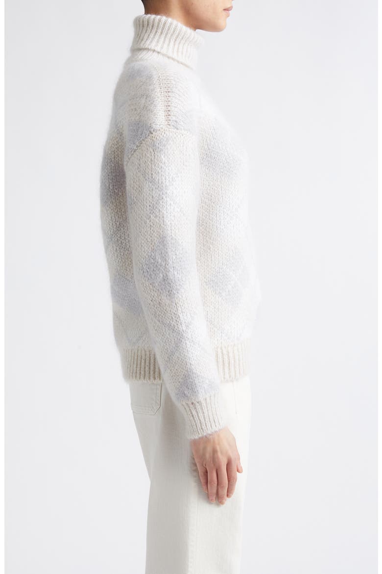 Argyle Mohair & Silk Turtleneck Sweater, Alternate, color, 150-01 CREAM WHITE