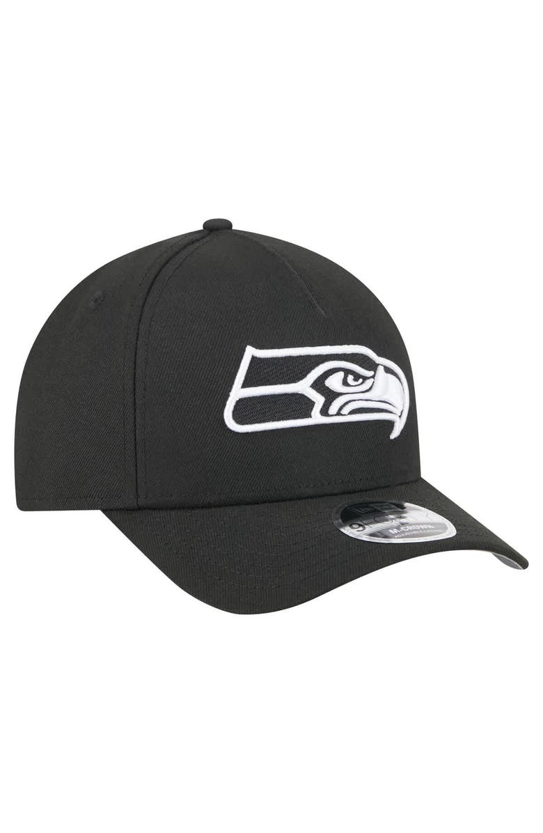 New Era Men's New Era Black Seattle Seahawks Team Collection 9FORTY M-Crown A-Frame Adjustable Hat, Alternate, color, Black