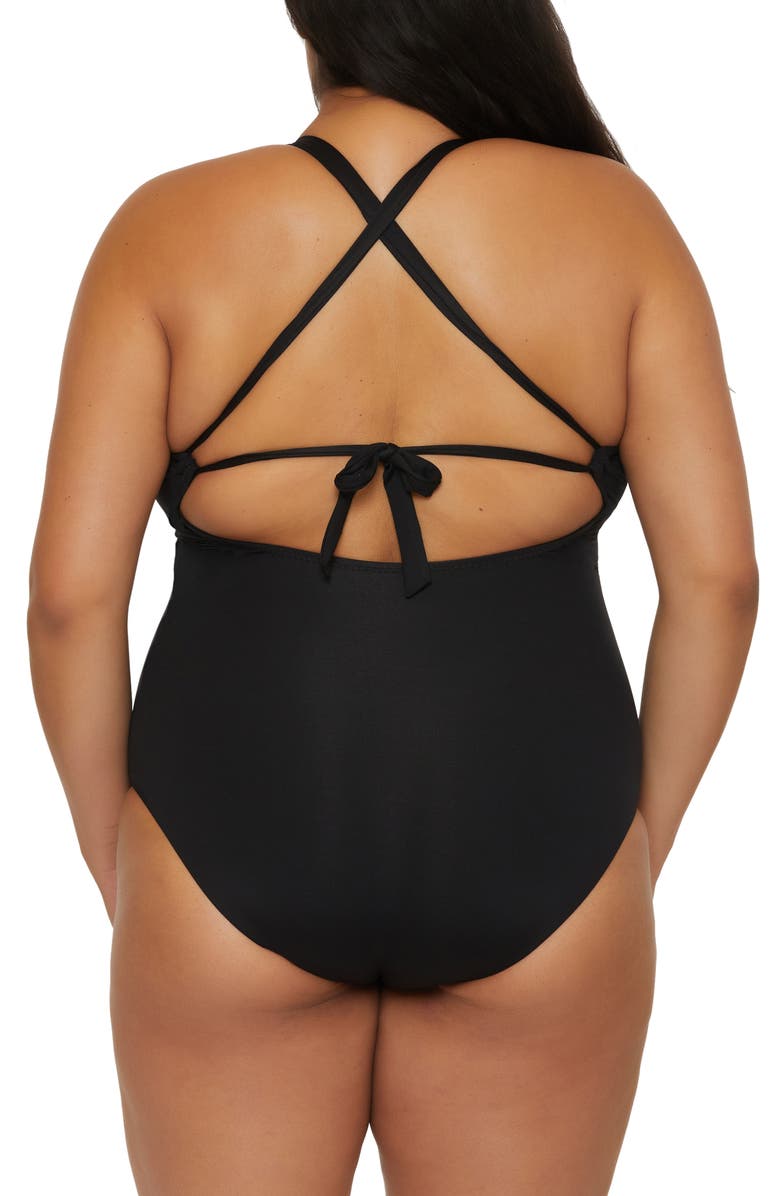 Becca Lace-Up One-Piece Swimsuit, Alternate, color, Black