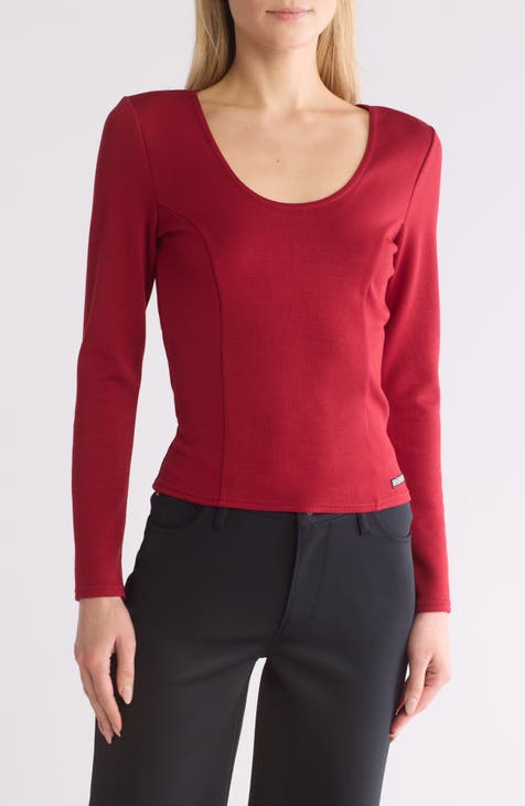 Scuba Long Sleeve Scoop Neck Top