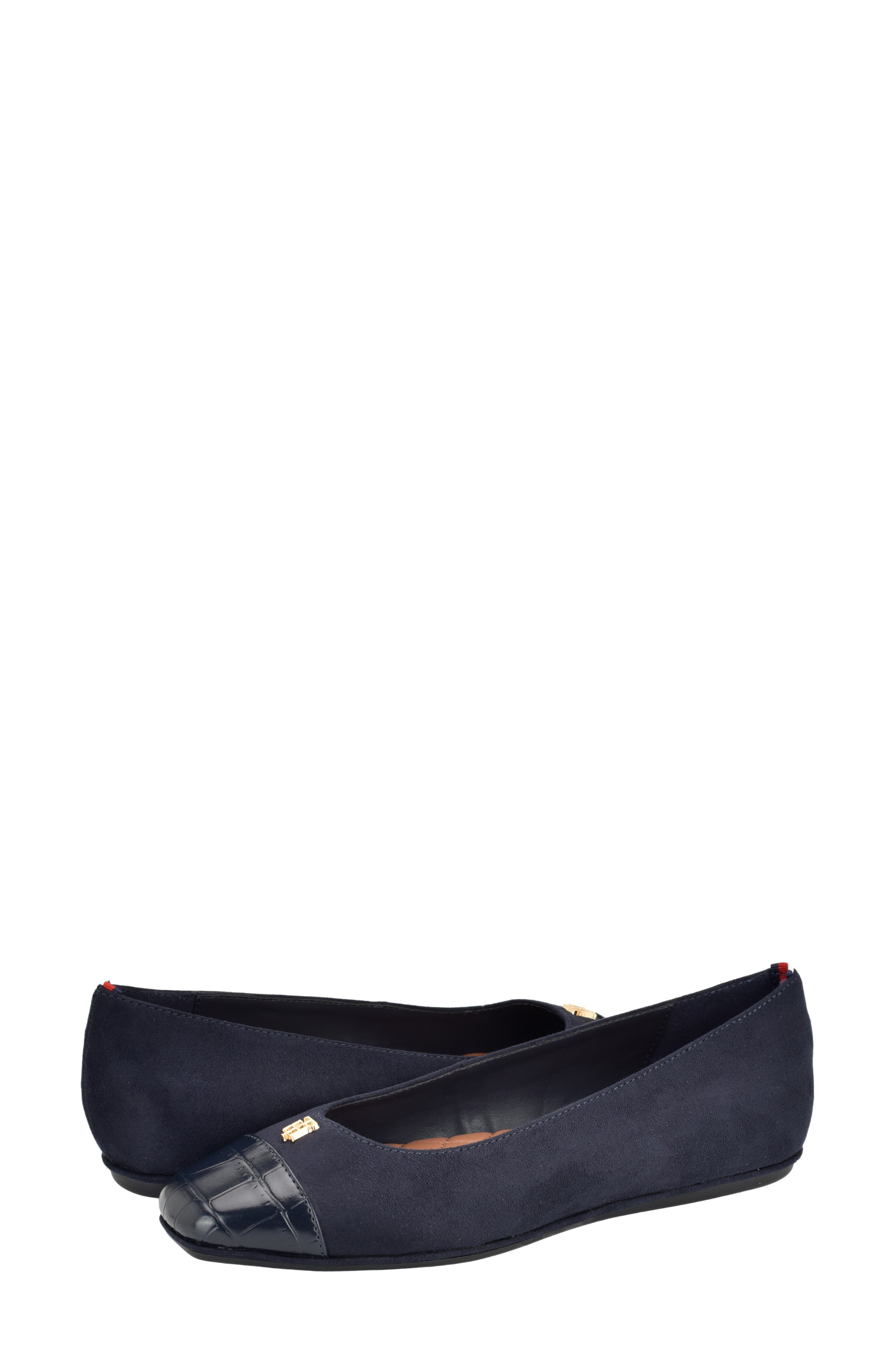 Bekim Faux Leather Flat, Alternate, color, MARINE
