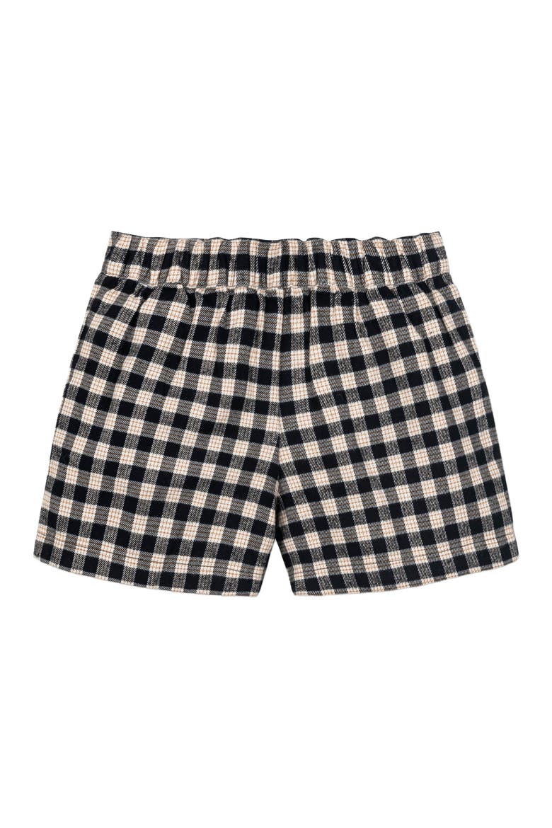 Girls' Organic Pleated Flannel Short, Toddler, Alternate, color, Black and Ivory Check
