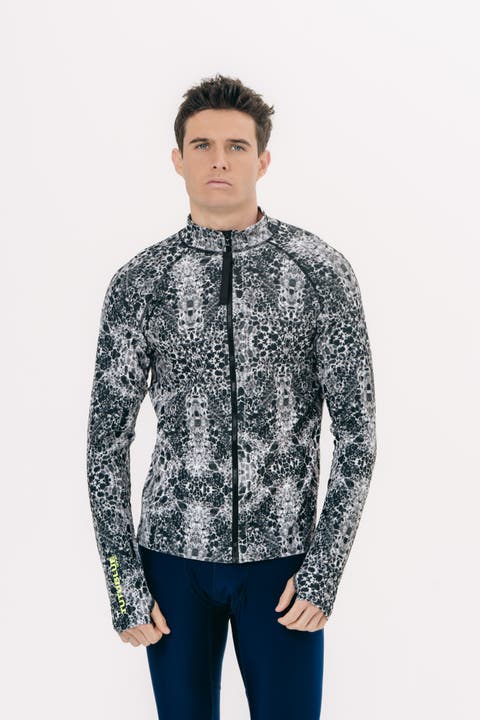 Men's Full Zip-Front Rash Guard Swim Top - UPF 50+