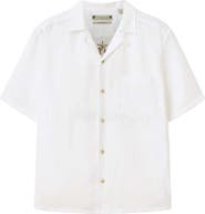 AllSaints Tri Embroidered Linen Camp Shirt