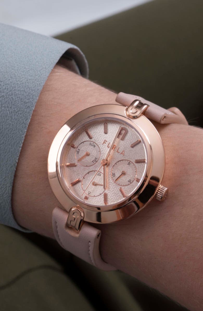 Furla Logo Links Leather Strap Watch, 36.5mm, Alternate, color,