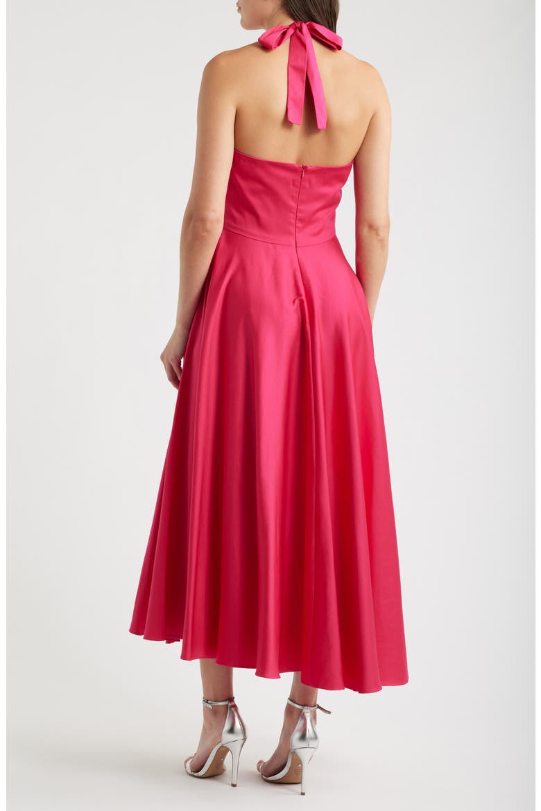 Noelle Stretch Cotton Halter Midi Dress, Alternate, color, CERISE