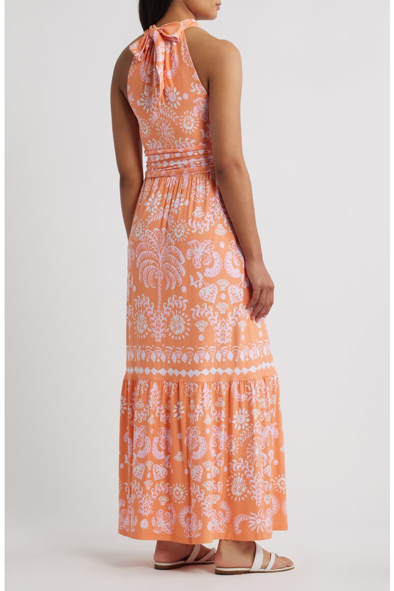 Montecito Mixed Print Cross Neck Maxi Dress, Alternate, color, PAPAYA