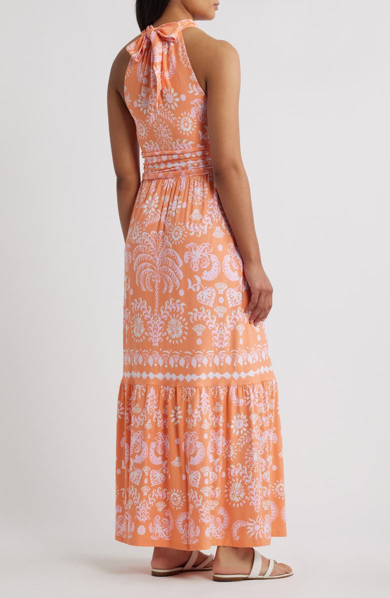 Lilly Pulitzer<sup>®</sup> Montecito Mixed Print Cross Neck Maxi Dress, Alternate, color, Papaya