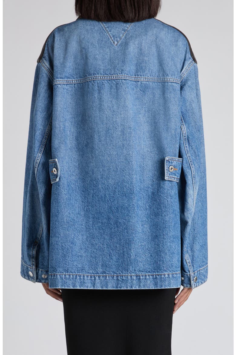 Intrecciato Collar Oversize Indigo Denim Jacket, Alternate, color, MID BLUE