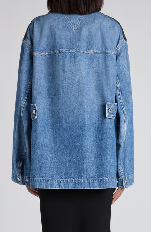 Bottega Veneta Intrecciato Collar Oversize Indigo Denim Jacket In Blue
