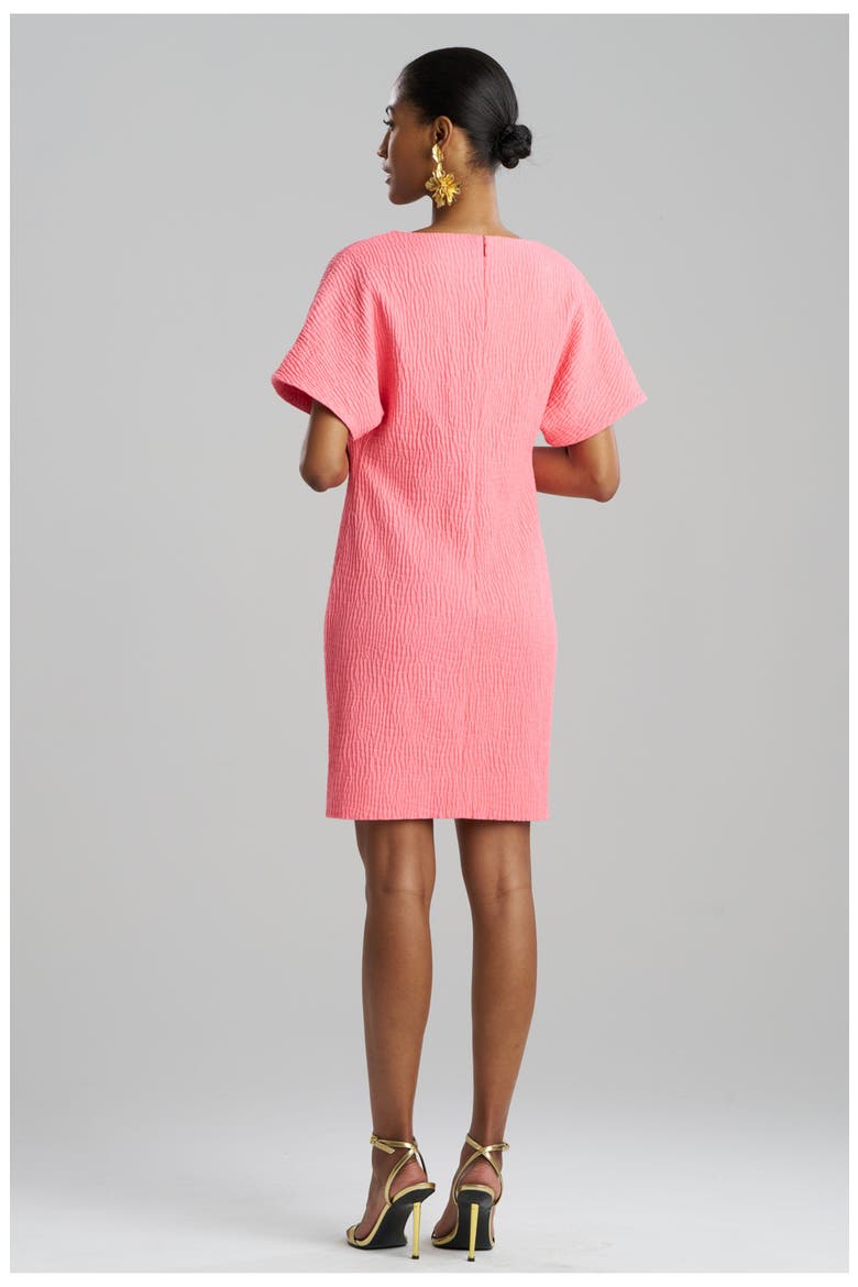 Textured Cotton Jacquard Short Sleeve Sheath Dress, Alternate, color, FLAMINGO