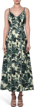 Adelyn Rae Madison Floral Print Cotton & Linen Maxi Slipdress