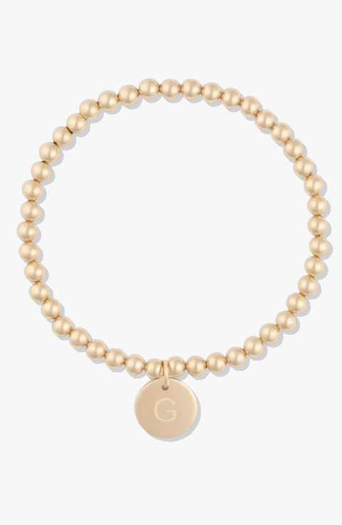 Classic Initial Coin 14k Gold Filled Bead Bracelet