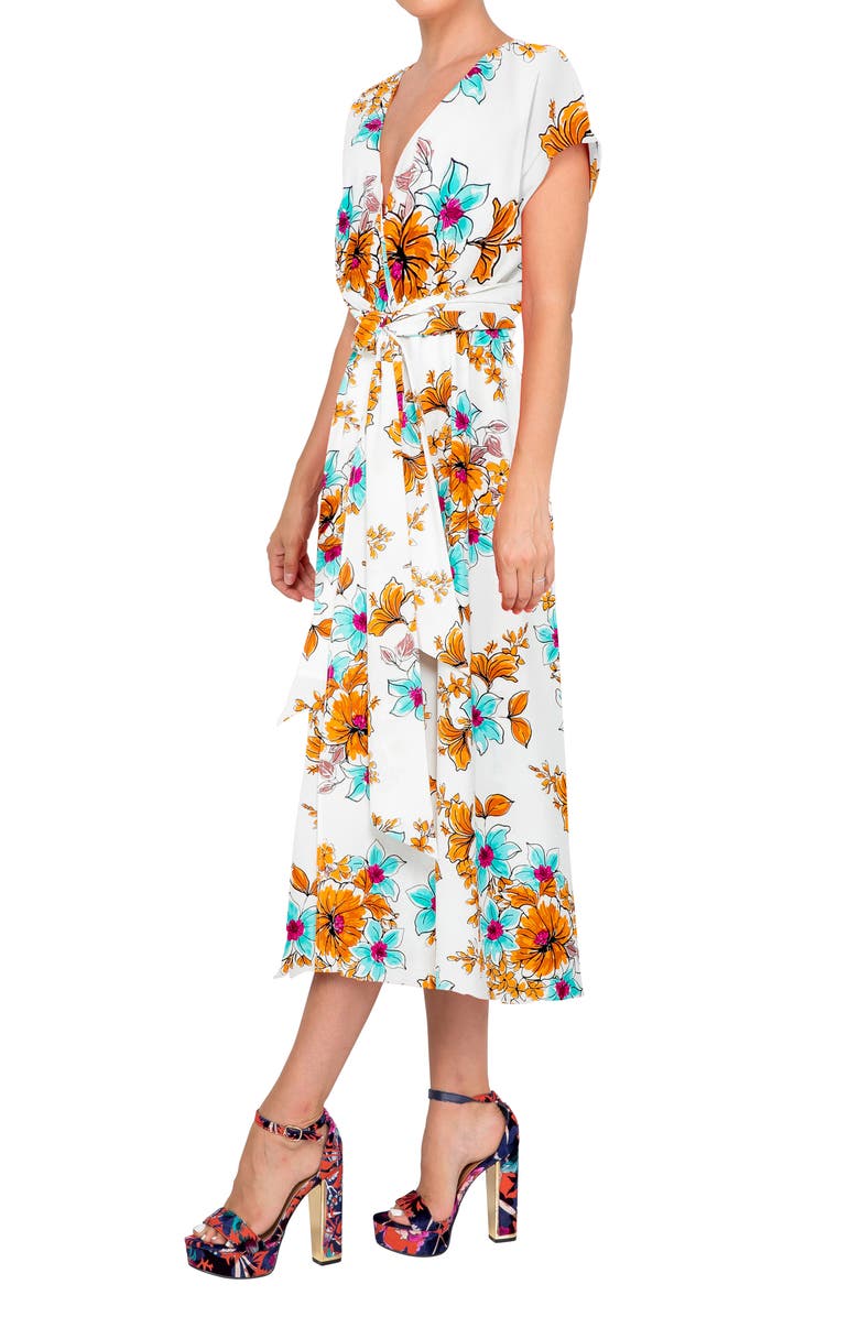 MEGHAN LA Jasmine Midi Dress, Alternate, color, Begonia Ivory