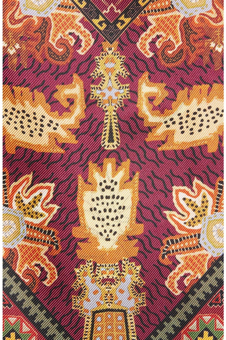 Leopard & Floral Reversible Silk Scarf, Alternate, color, MED BROWN MULTI