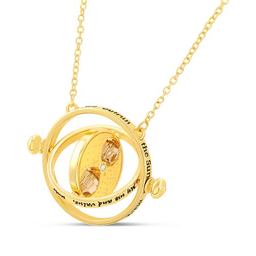 Harry Potter Hermione Time Travel Magical Hourglass Rotating Necklace, 22" In Gold