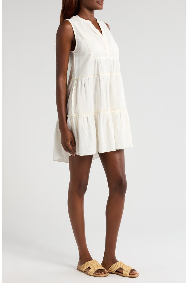 Tiered Cotton Blend Cover-Up Dress, Alternate, color, WHITE