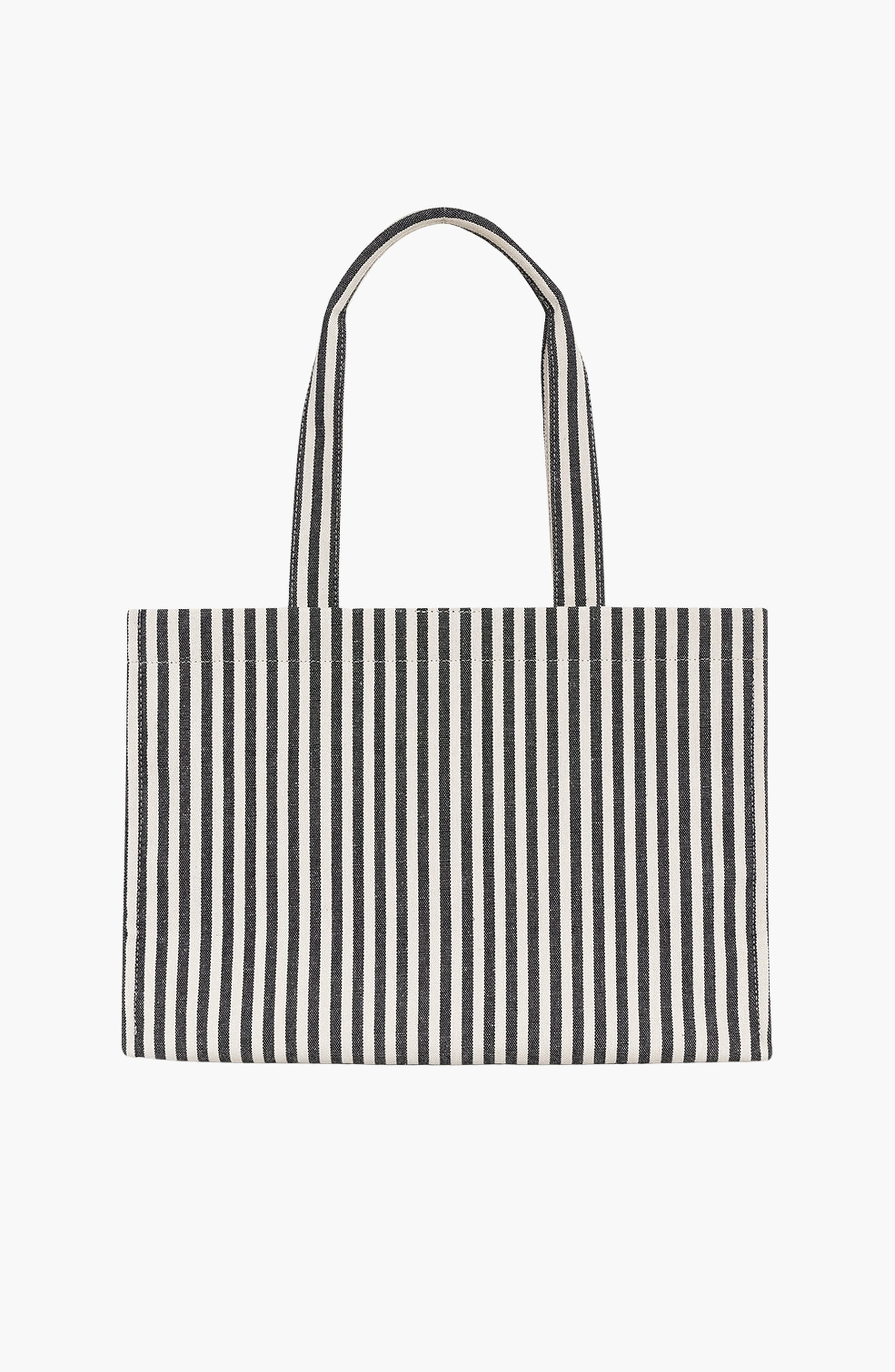 Lara Tote Bag, Alternate, color, White / Black Stripe